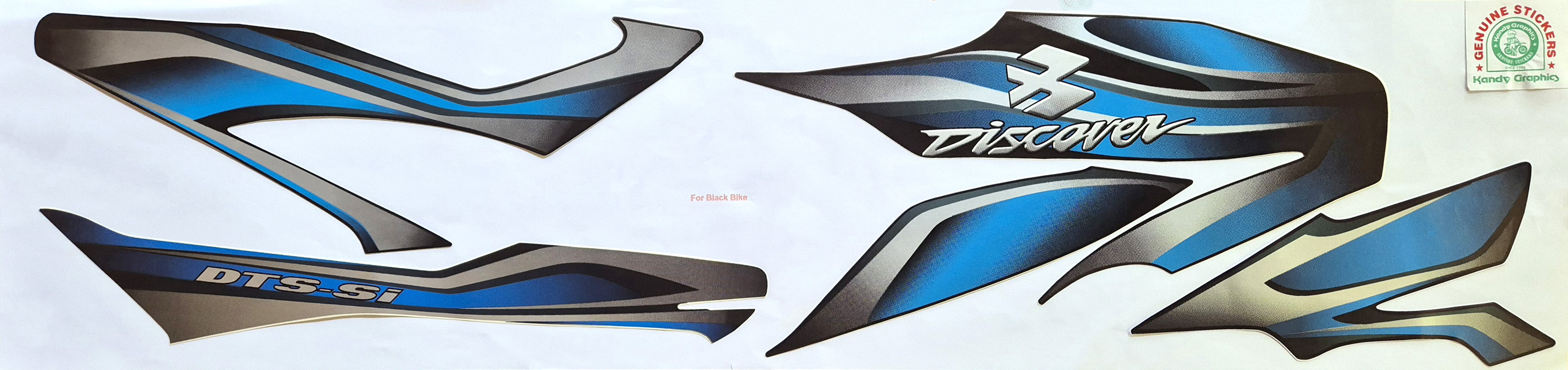 Bajaj Discover DTS-SI Black Bike - Blue Sticker — DISCOVER sticker Sri Lanka